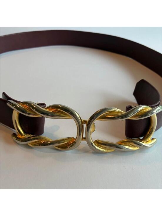 Accessories - Vintage Dotty Smith Nautical Twist Buckle Belt Brown Adjustable 34 80s